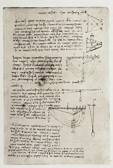 European Art And Science History Prints: Study of Physics, drawing by Leonardo da Vinci