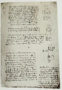 Renaissance Baroque Period Artwork Prints: Study on weights, written by Leonardo da Vinci