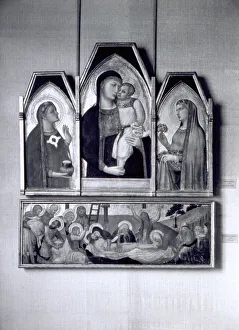 Madonna And Child With Saints Prints: Triptych on panel painted by Ambrogio Lorenzetti