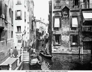View with people of the Rio dell'Angelo at San Marco in Venice