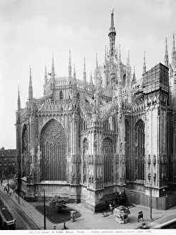 View of the apse and of the dome cladding of the Milan Cathedral