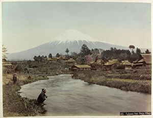 Anthropology Collection: View of Mount Fujiyama from the village Omiya in Japan