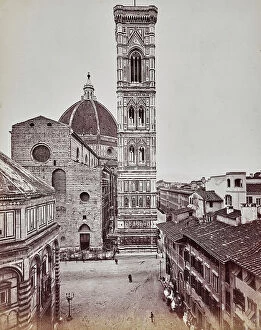 Facade Collection: View of Piazza San Giovanni in Florence. At the base of the faade of the Duomo you can see a