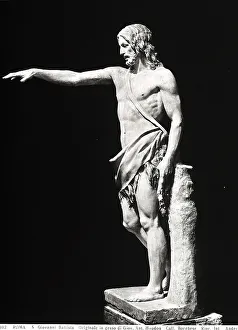 Side view of St. John the Baptist, the plaster mold created by Jean Antoine Houdon for a colossal statue that was in Santa Maria degli Angeli but was later destroyed. The model is preserved in the Borghese Museum in Rome