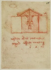 Weights and balances, drawing from the Codex Forster II, c.47v, by Leonardo da Vinci, housed in the Victoria and Albert Museum, London