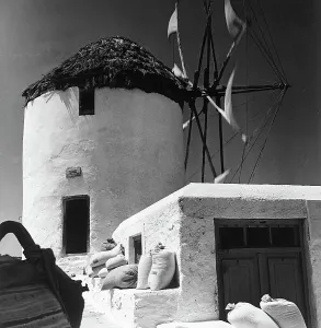 Windmill In Greece Prints: A windmill in Greece
