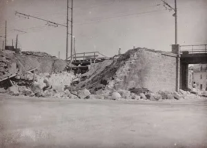 Workers at work for the construction of a railway bridge
