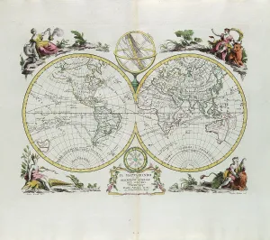 World Map and a general description of the globe, engraving by G. Zuliani taken from Tome I of the Newest Atlas published in Venice in 1774 by Antonio Zatta, Private Collection