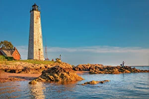 Images Dated 22nd August 2019: Connecticut, New Haven, Lighthouse Point Park, Five Mile Point Lighthouse