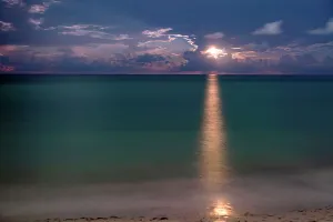 Quiet Beach Print with Full Moon