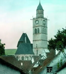 Bodensee Kirchturm des Münsters Print