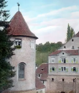 Bodensee Print: Corner Tower of Old Castle Meersburg