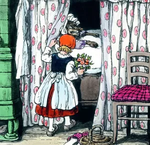 Little Red Riding Hood Print, Hand-Coloured Glass Slide