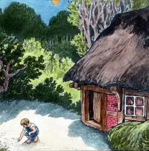 Hansel and Gretel Hand-Coloured Glass Slide Print