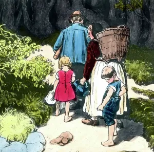 Hansel and Gretel Hand-Coloured Print