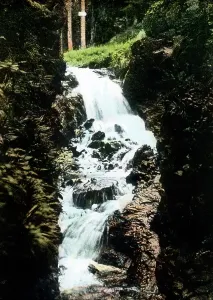 Thuringen Print: Waterfall in Diethazer Grund, Thuringia, 1920s