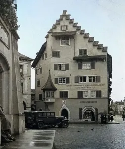 Historic Building Print, Zug, Switzerland 1930s
