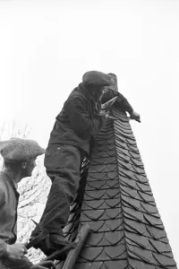 Dachdeckerschule Print, Trainees at Roofer Tutorial, Germany 1937