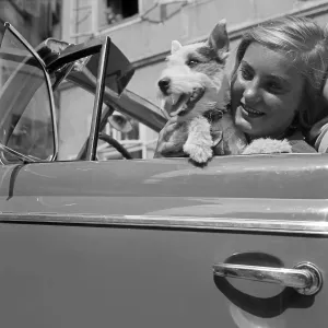 Young Woman Driving Car Prints: Freizeit