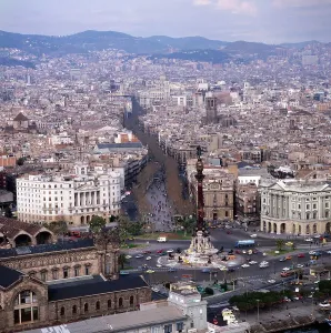 Barcelona Print: Cityscape and Rambla Beginnings