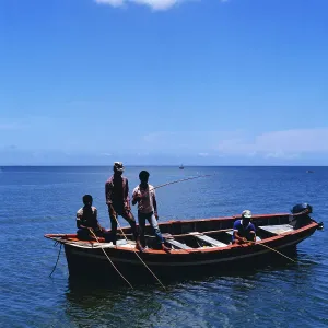 Mauritius Print: Young Men Fishing