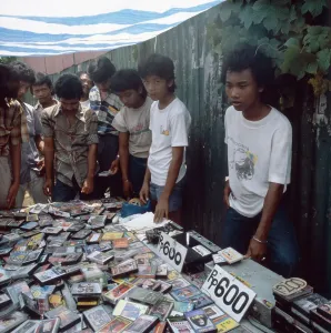 Print of a Market Day in Jakarta, Java, Indonesia 1980s