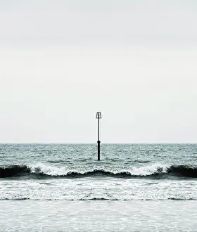Copy Space Nature Scene Prints: Beacon and Ocean Waves