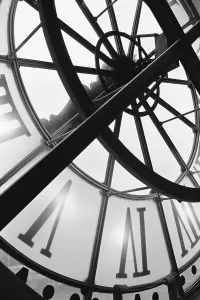 Black And White Paris Photography Prints: Detail of a clock window, Musee d'Orsay