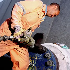 2004 Prints: Construction worker using pneumatic drill Print