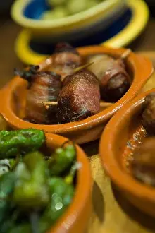 Mallorca Travel Guide Prints: Delicious Bacon-Wrapped Dates Tapas, Palma, Mallorca, Balearic Islands, Spain