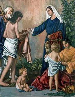 New Testament Biblical Scenes Prints: Dorcas Devoting Herself To Acts Of Charity, Dobson, Charles W. (20th C.)