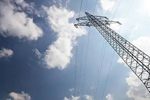Nuclear Energy Source Prints: Electrical tower in spring time