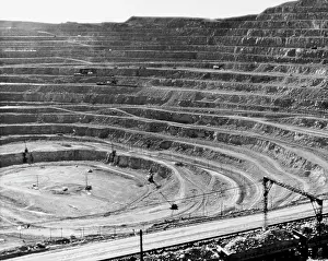Vintage Mining Photos Prints: High angle view of an open pit copper mine, Ajo, Arizona, USA