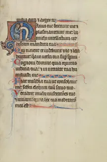 Print of an Initial M with a Saint Holding a Scroll