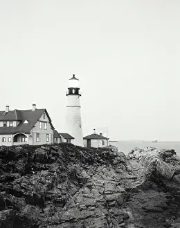 Portland Head Lighthouse Prints: Low angle view of a lighthouse on the coast