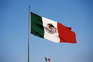 Mexican Flag Prints: Low angle view of two Mexican flags