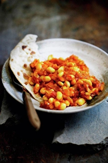 Print of Beans with Flatbread