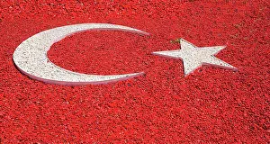 Ataturk Prints: Turkey Print: Cappadocia Landscape with Pebblestone Turkish Flag