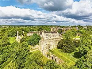 Battle Of Hastings Prints: 1066 Battle of Hastings, Battle Abbey from a drone - Print