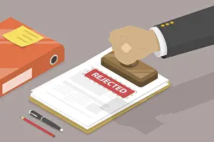 Pictogram Symbol Prints: 3D Isometric Flat Vector Conceptual Illustration of Rejected Document