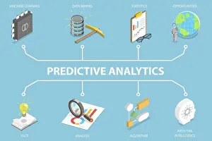 Financial Market Trends Prints: 3D Isometric Flat Vector Illustration of Big Data Analysis