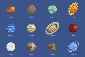 Solar System Planets Prints: 3D Isometric Flat Vector Set of Solar System Planets