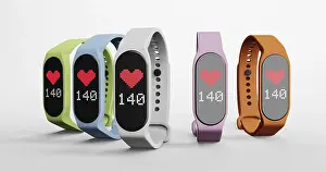 Images Dated 2nd June 2024: 3D Render Smart Band Fitness Watch Print