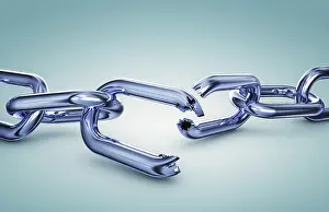 Deserted Scene Prints: 3D rendering of a broken chain