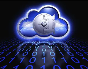 Digital Data Storage Prints: 3D rendering of an cloud computing concept