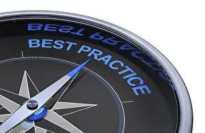 Success Symbol Picture Prints: 3D rendering of an compass with the words best practice