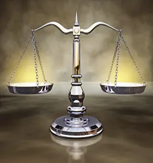 Symbolic Justice Prints: 3d rendering of a scale