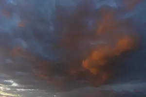 Reddish Clouds Germany Prints: Abned sky with reddish clouds, Thuringia, Germany