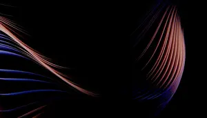 Abstract Art Prints: Smooth Waves Blue Purple Print on Black Backdrop