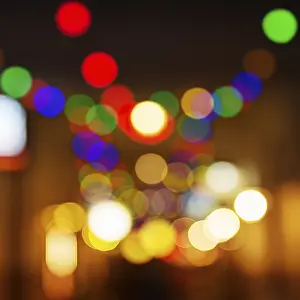 Colourful Bokeh Effect Prints: Abstract background with colored lights